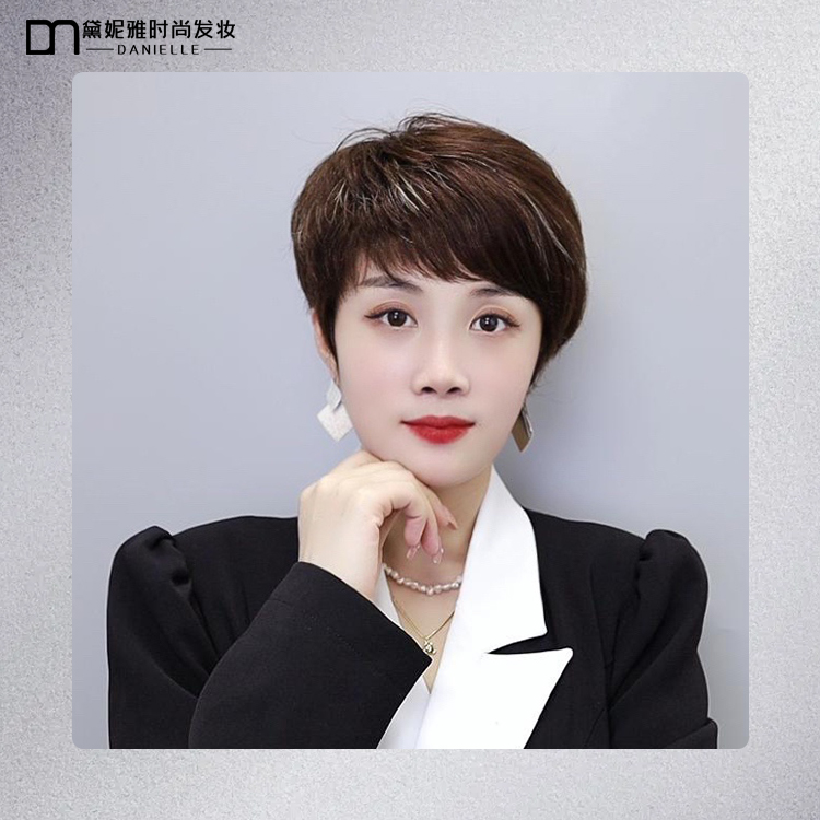 黛妮雅时尚发妆可盐可甜真人发全手织蓬松自然全头套