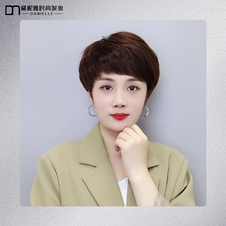 黛妮雅时尚发妆温柔优雅真人发全手织蓬松自然全头套